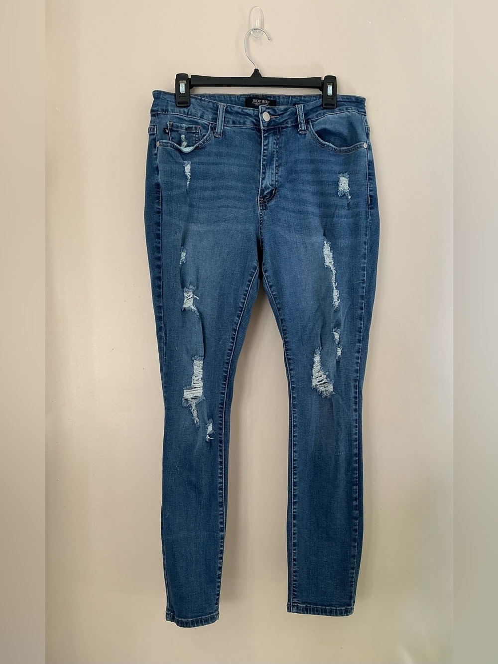 Judy Blue Distressed Skinny Fit Jeans Size 14W Stretchy Medium Wash Style JB847